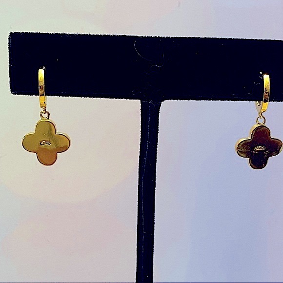 Rachel Zoe 18kt Gold Over Sterling Silver Black Enamel Earrings. - Picture 3 of 4